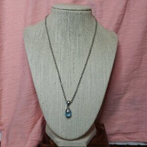 John Hardy Batu Kali 18K Gold & Silver Sea Coloney Blue Topaz Pendant on chain